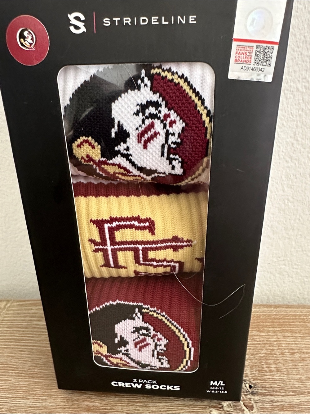 Florida State Crew Socks 3-Pack in Garnet and Gold